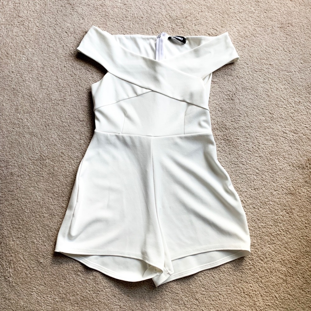 Missguided Off-Shoulder Cream Dress